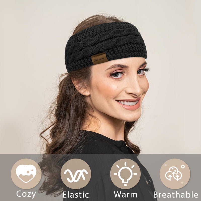 YSense Womens Ear Warmer Headband Cable Knit Winter Headbands Fleece Lined Ear Warmers Stocking Stuffers Gifts for Women - Image 5